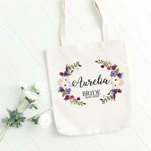 Personalised Tote Bag | Bridesmaid Gift Bag | Wedding Thank you Gift Bag | Bride Tote Aurelia