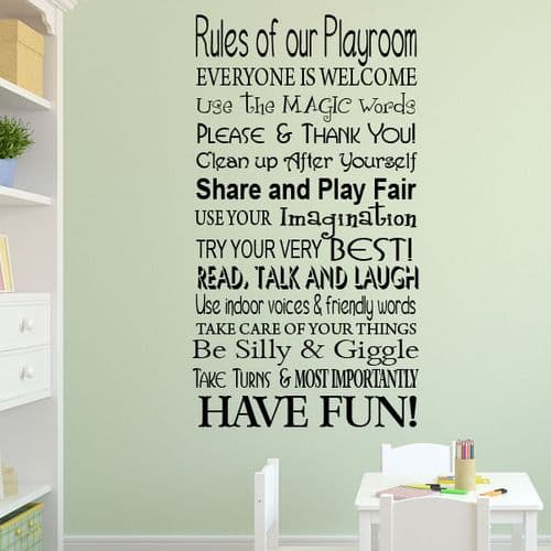 Playroom / Classroom Rules Wall Sticker  ~ Wall sticker / decals