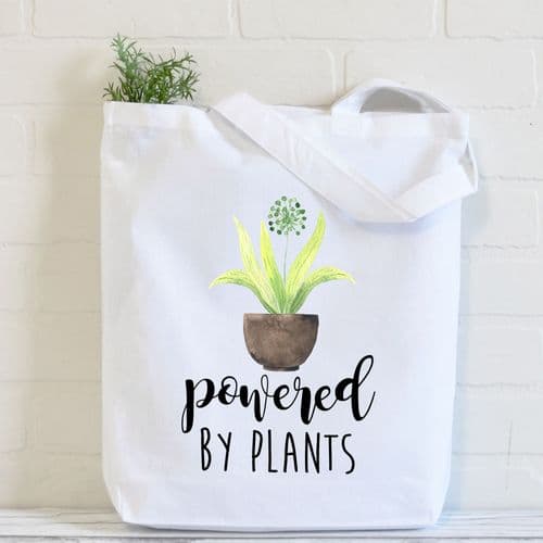 Powered By Plants Tote Bag | Gift | Plant Lover Gift | Houseplant Gift Ideas | Plant Tote Bag