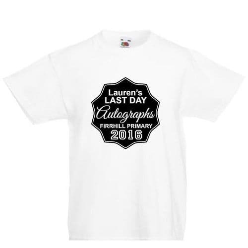 School Leavers Autograph T-Shirt - Age 13 and below.