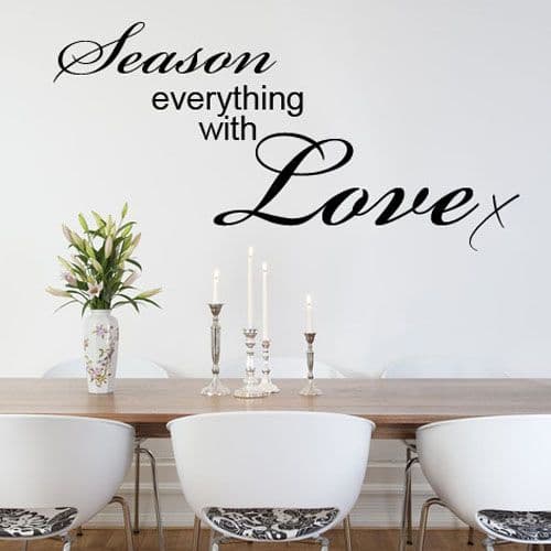 SEASON EVERYTHING WITH LOVE KITCHEN WORD ART ~ Wall sticker / decals