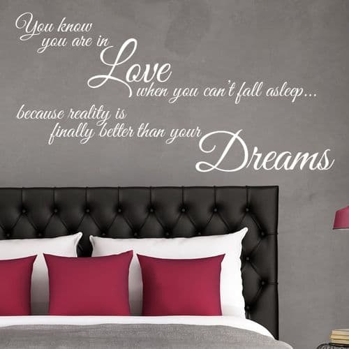 You Know you're in Love When you Can't Fall Asleep ~ Wall sticker / decals