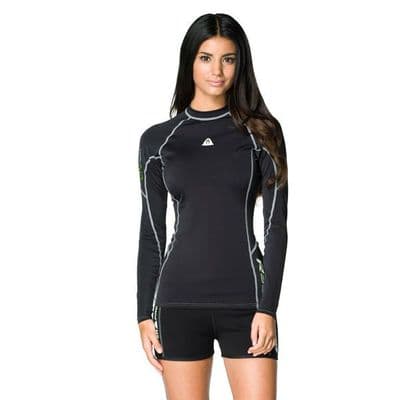 Waterproof Womens R30 Long Sleeve Rash Vest GREEN Trim