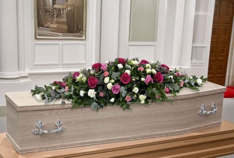 Pinks and Creams Coffin Spray