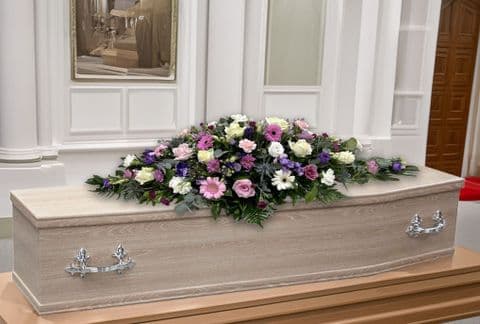 Pinks Purples and Creams Coffin Spray
