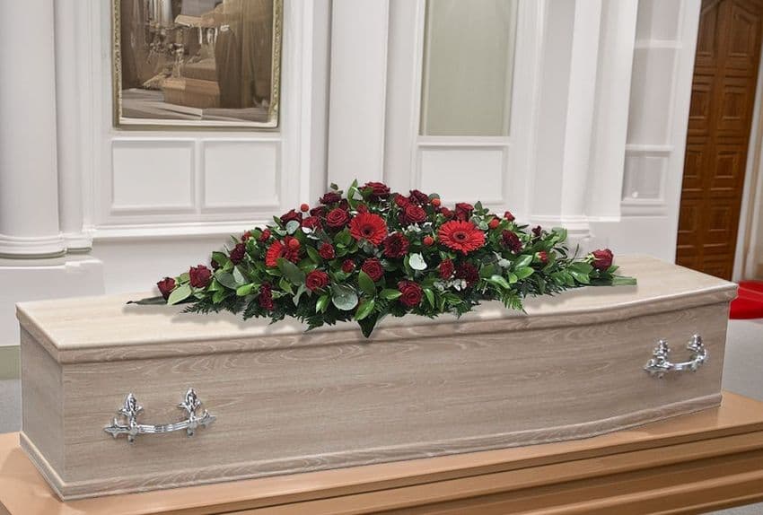 Red Coffin Spray by Paul J King Flowers Maldon