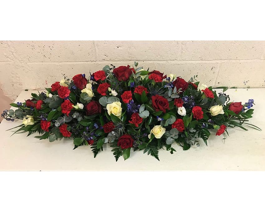 Red white Blue Coffin Spray by Paul J King Flowers Maldon