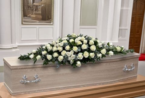 White Rose Coffin Spray