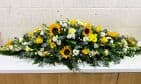 Yellow and White Coffin Spray by Paul J King Flowers Maldon