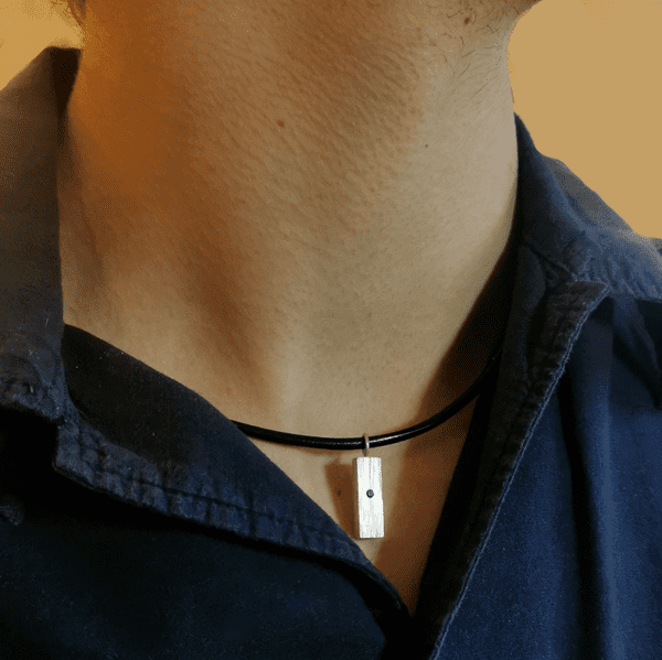 2mm Diamond Ash And Silver Unisex Rectangle Memorial Pendant