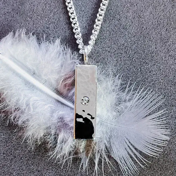 2mm Diamond Ash Chunky Silver Memorial Pendant