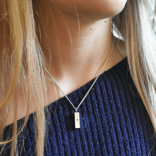 2mm Diamond Ash Chunky Silver Memorial Pendant