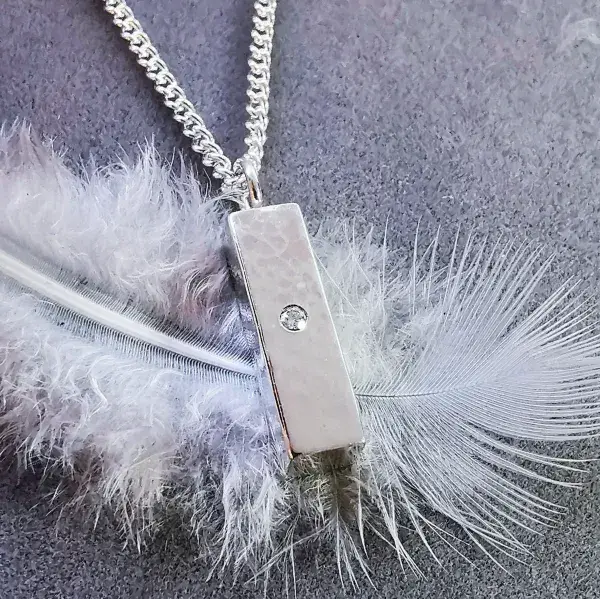2mm Diamond Ash Chunky Silver Memorial Pendant
