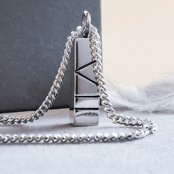 2mm Diamond Ash Roman Number Birthdate Unisex Memorial Pendant