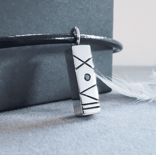 2mm Diamond Ash Roman Number Birthdate Unisex Memorial Pendant