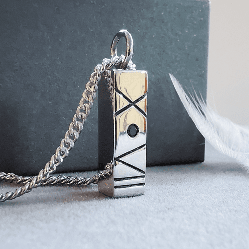 2mm Diamond Ash Roman Number Birthdate Unisex Memorial Pendant