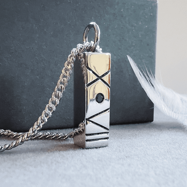 2mm Diamond Ash Roman Number Birthdate Unisex Memorial Pendant