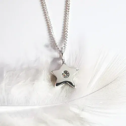 2mm Diamond Ash Silver Star Memorial Pendant
