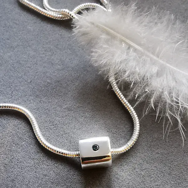 2mm Diamond Ash Unisex Memorial Silver Necklace