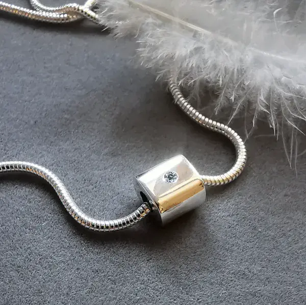 2mm Diamond Ash Unisex Memorial Silver Necklace