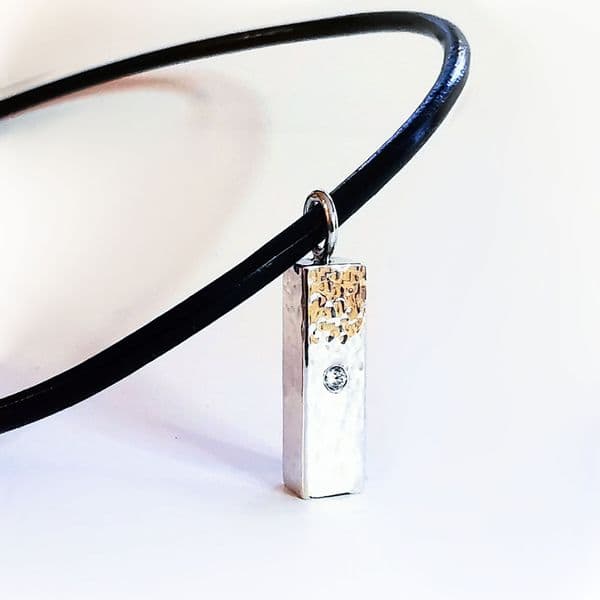 2mm Diamond Ash Unisex Silver Rectangular Memorial Pendant