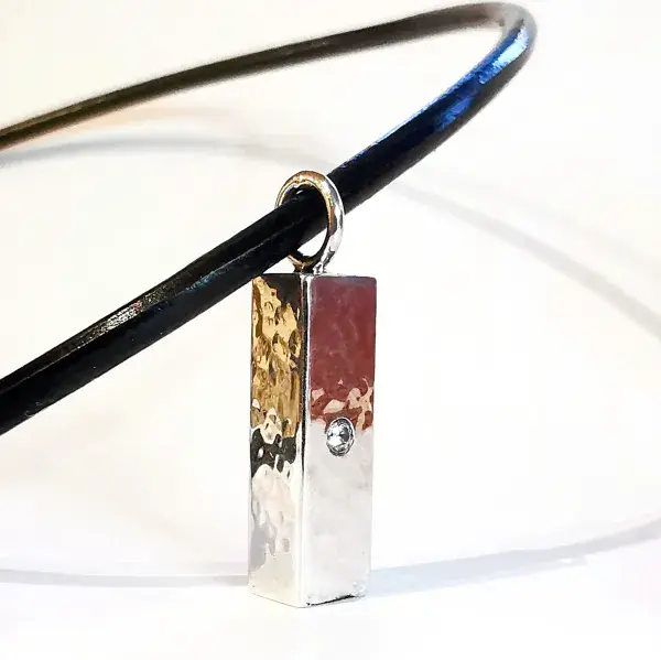 2mm Diamond Ash Unisex Silver Rectangular Memorial Pendant