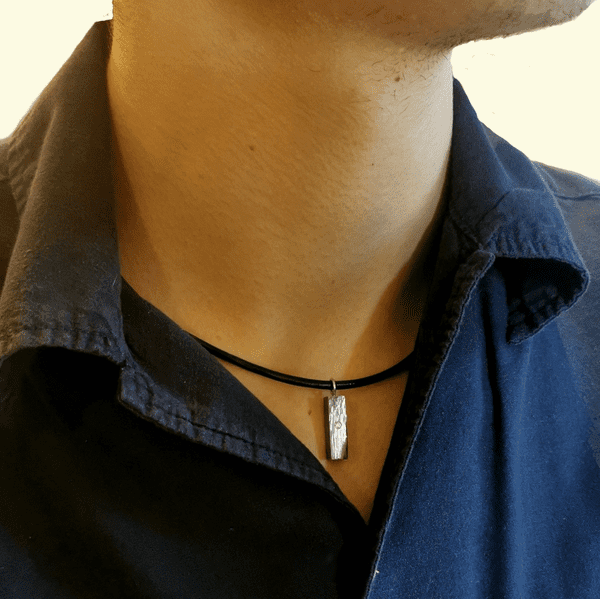 2mm Diamond Unisex Rectangular Oxidised Silver Memorial Pendant