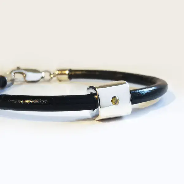 2mm Heart In Diamond Silver Rectangular Bead Bracelet
