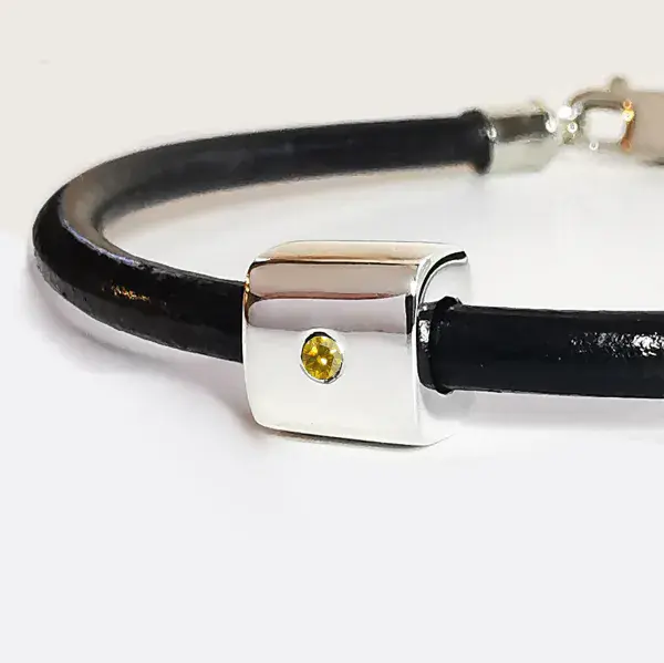 2mm Heart In Diamond Silver Rectangular Bead Bracelet