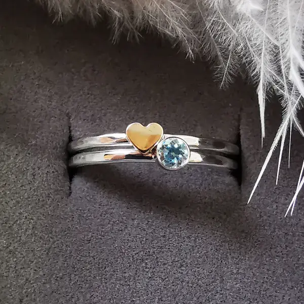 3mm Diamond, 9ct Gold  Heart Silver Memorial  Ring - Ash/Hair Hidden