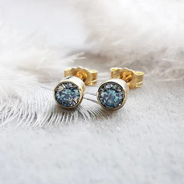 3mm Diamond, 9ct Gold Memorial Earring Studs - Ash/Hair HIDDEN