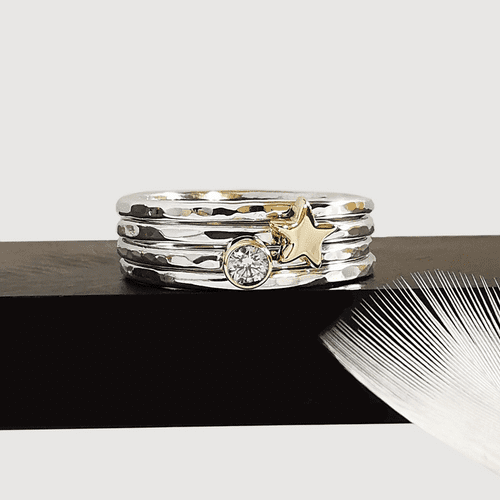 3mm Diamond Ash 9ct Gold Heart Silver Wide Memorial Ring