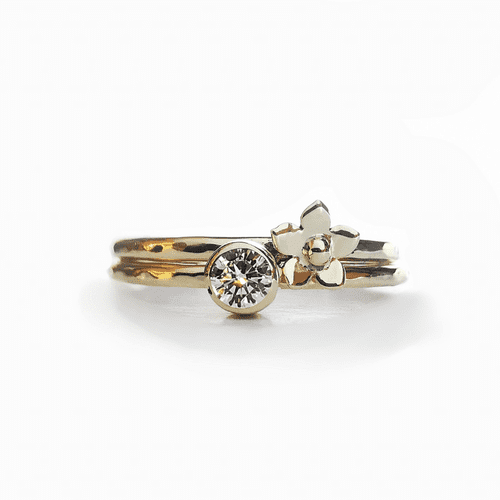 3mm Diamond Ash Forget Me Not Stacking 9ct Gold Memorial  Ring