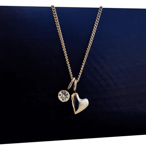 3mm Diamond Ash / Hair 9ct Gold Heart Memorial Pendant-