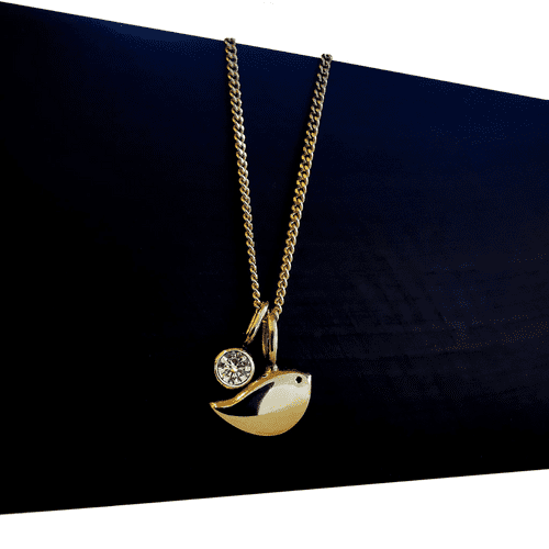 3mm Diamond Ash/Hair 9ct Gold Robin Memorial Pendant