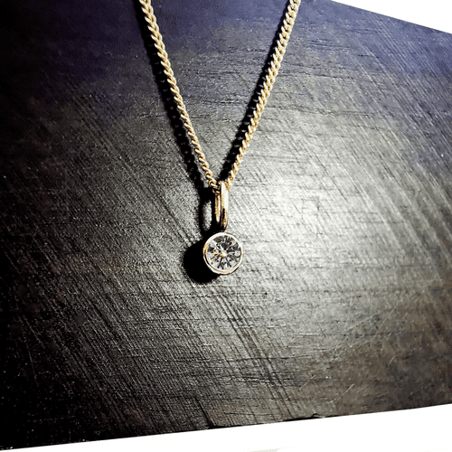 3mm Diamond Ash / Hair Classic 9ct Gold Memorial Pendant