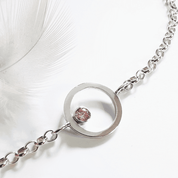 3mm  Diamond, Ash /Hair, Silver Circle Memorial Bracelet