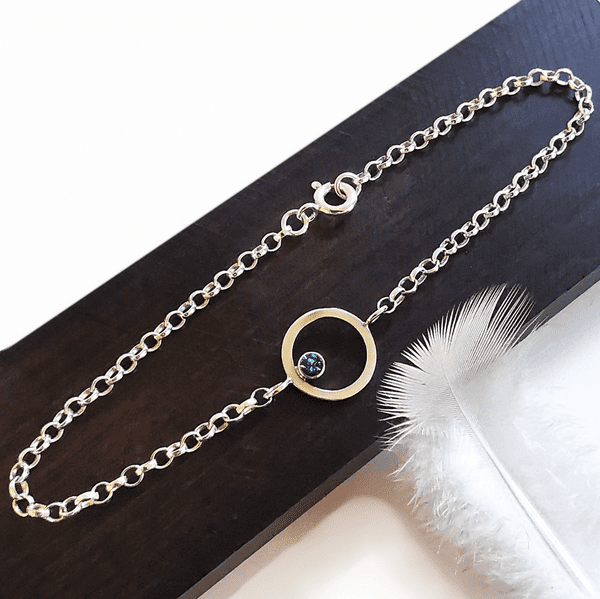 3mm  Diamond, Ash /Hair, Silver Circle Memorial Bracelet