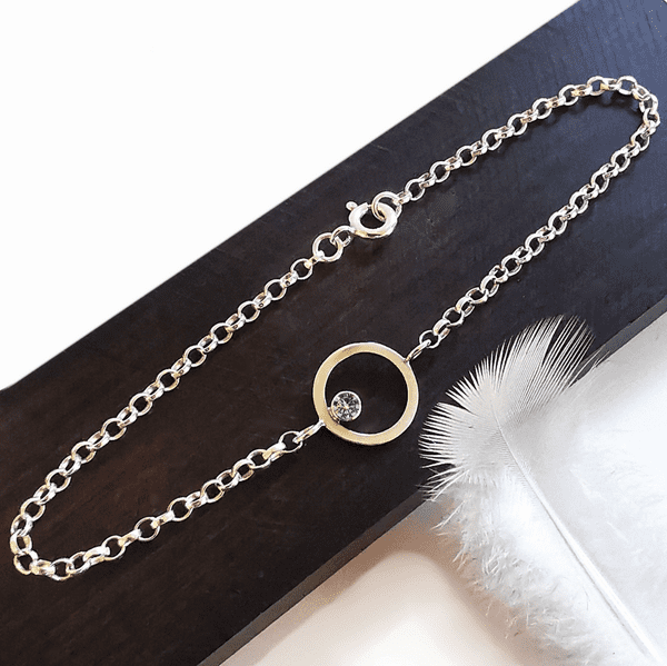 3mm  Diamond, Ash /Hair, Silver Circle Memorial Bracelet