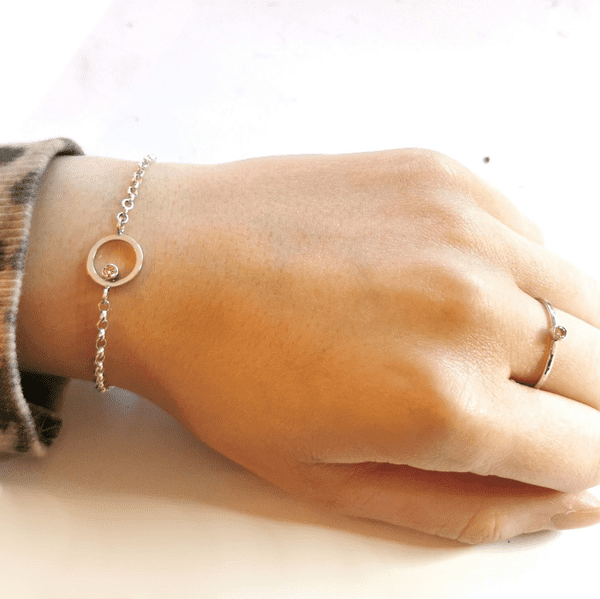 3mm Diamond Ash Hair Silver Classic Memorial Ring
