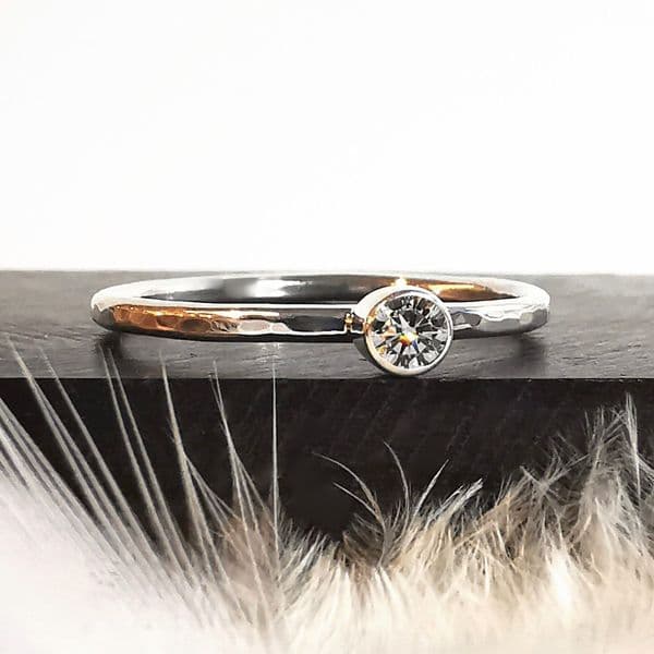 3mm Diamond Ash Hair Silver Classic Memorial Ring