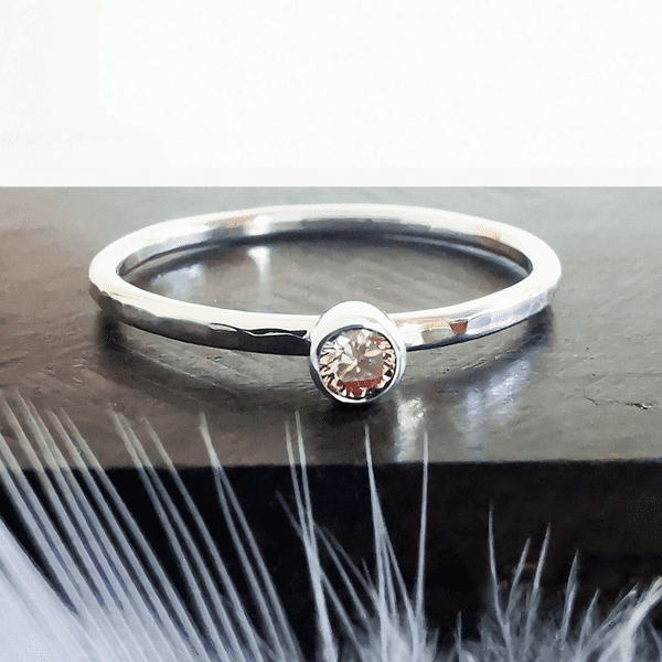 3mm Diamond Ash Hair Silver Classic Memorial Ring