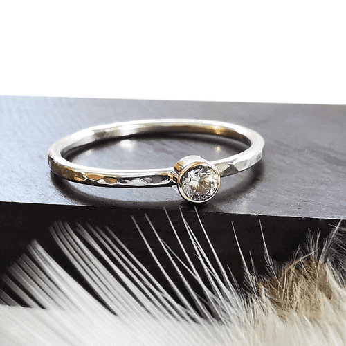 3mm Diamond Ash / Hair Simple Classic 9ct Gold And Silver Memorial Ring