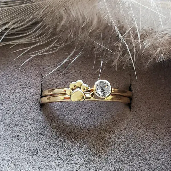 3mm Diamond Hidden Ash Memorial Paw Ring