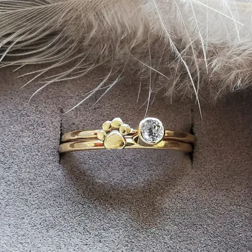 3mm Diamond Hidden Ash Memorial Paw Ring