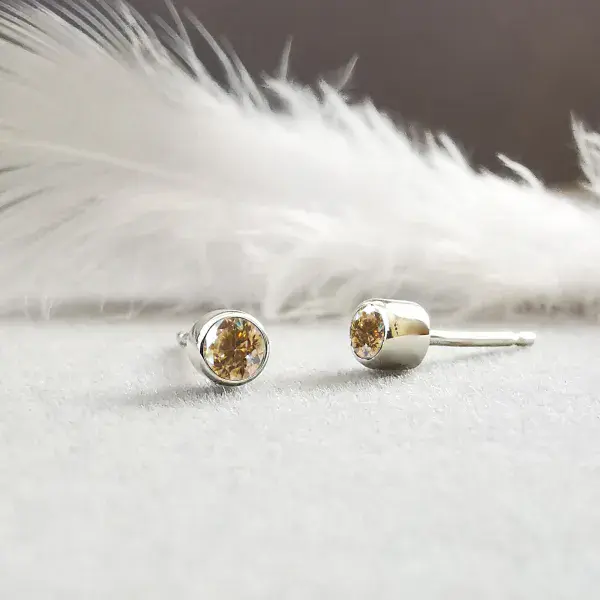 3mm Diamond Memorial Silver Earring Studs - Ash/Hair HIDDEN