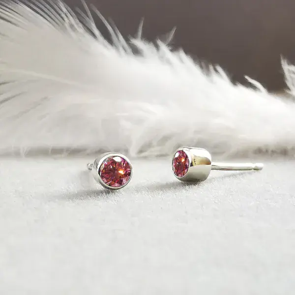 3mm Diamond Memorial Silver Earring Studs - Ash/Hair HIDDEN
