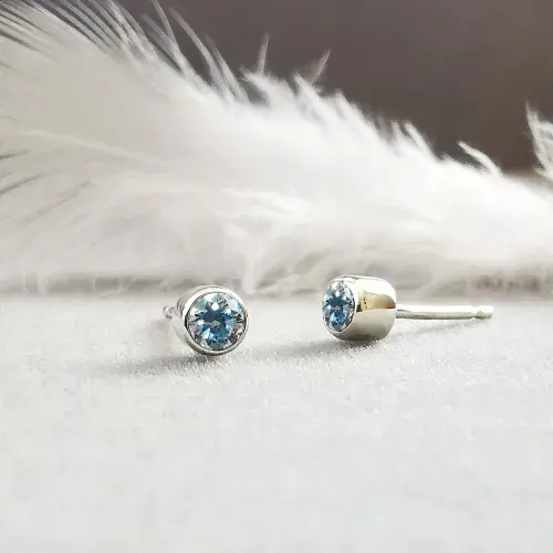 3mm Diamond Memorial Silver Earring Studs - Ash/Hair HIDDEN