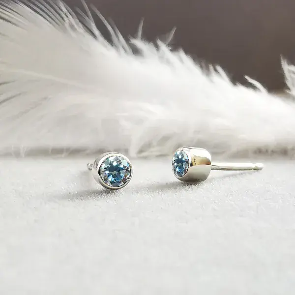 3mm Diamond Memorial Silver Earring Studs - Ash/Hair HIDDEN