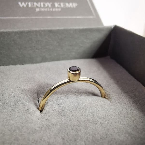 3mm Gemstone & Hidden Ash/Hair 9ct Gold  Dainty Memorial Ring